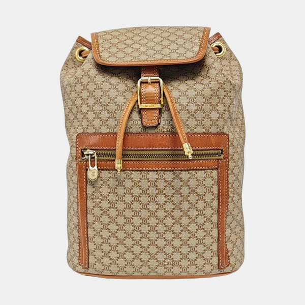 Coated Canvas Backpack Beige