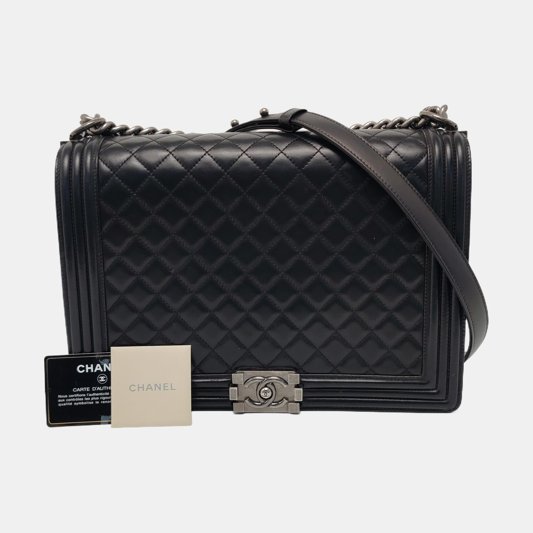 BOY CHANEL Maxi Quilted Lambskin Black