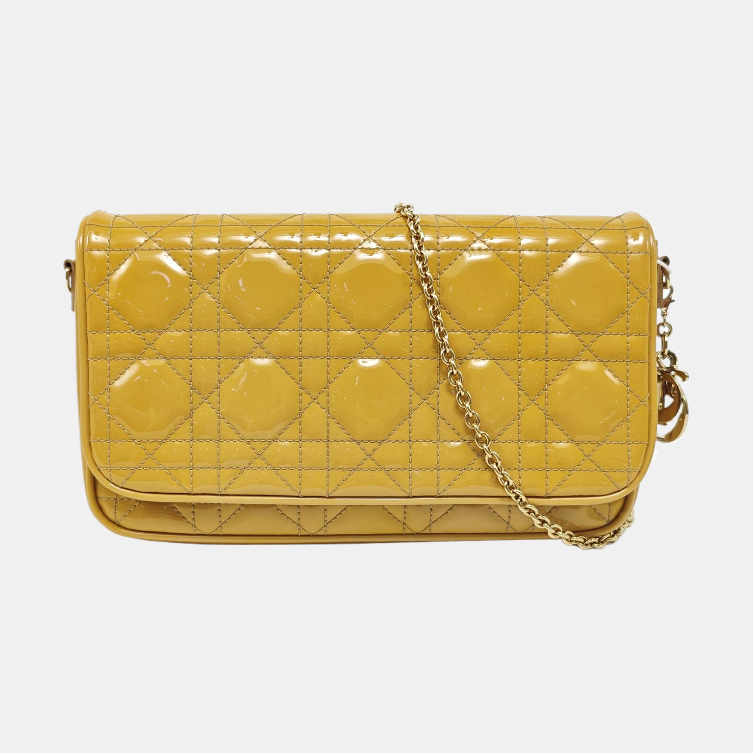 Lady Dior Small Cannage Patent Leather Yellow
