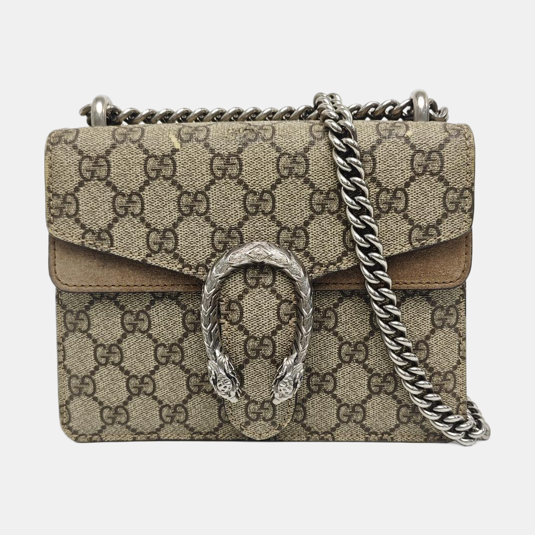 Dionysus Mini Monogram Coated Canvas Beige
