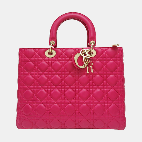 Lady Dior Large Cannage Lambskin Red