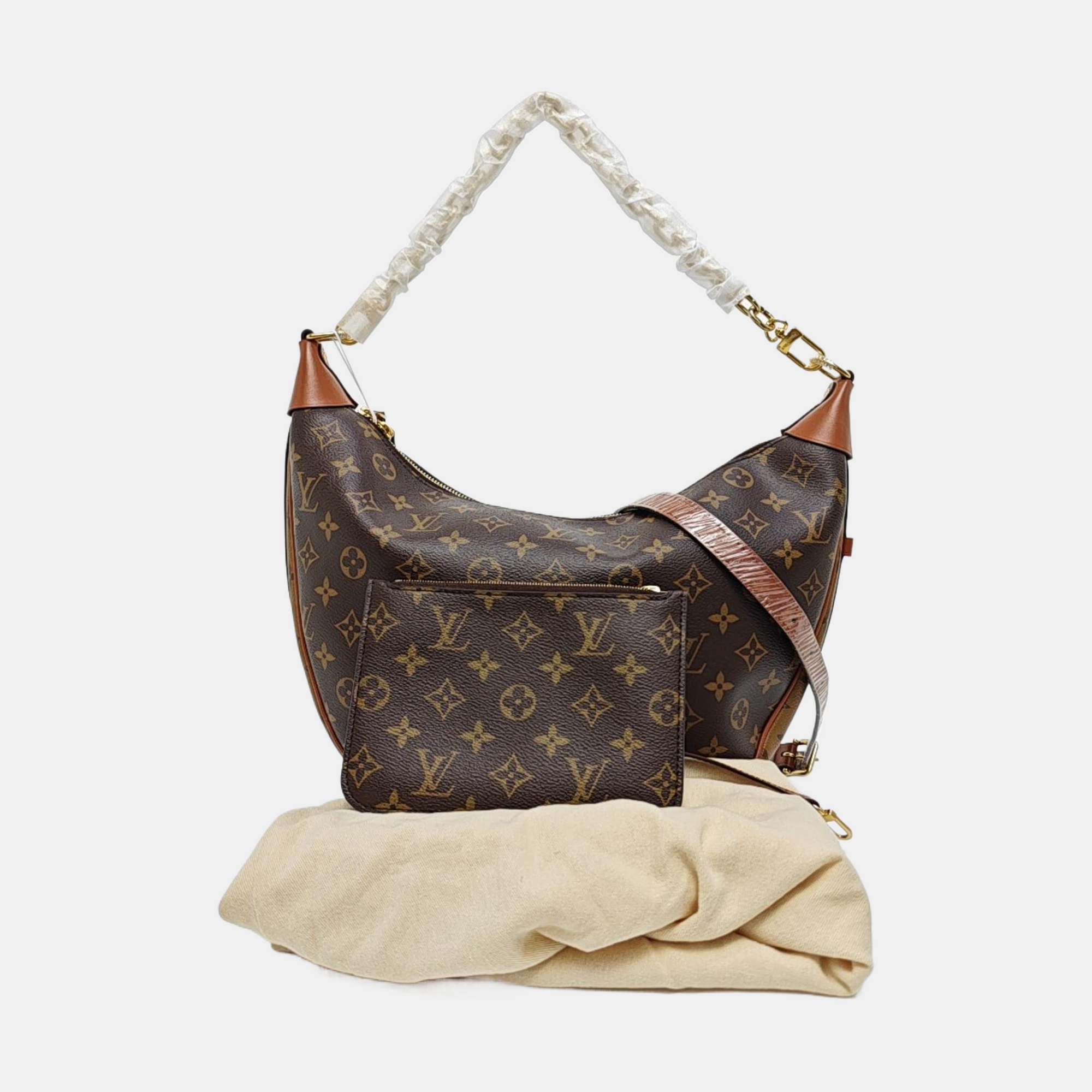 LOOP HOBO Monogram Coated Canvas Brown
