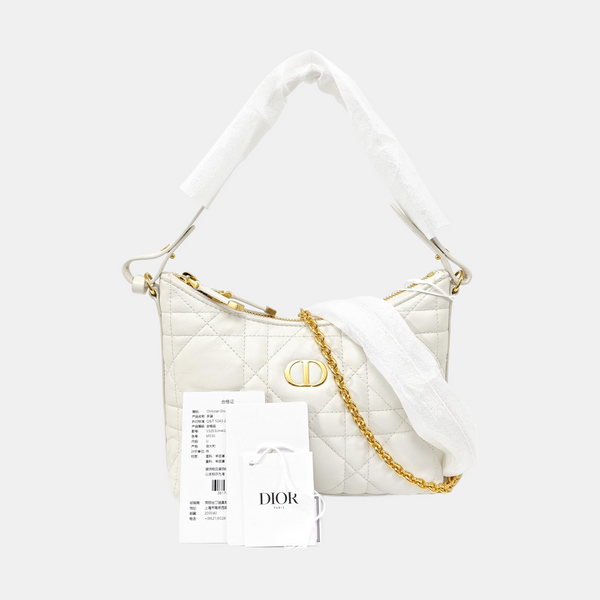 Miss Caro Mini Cannage Lambskin White