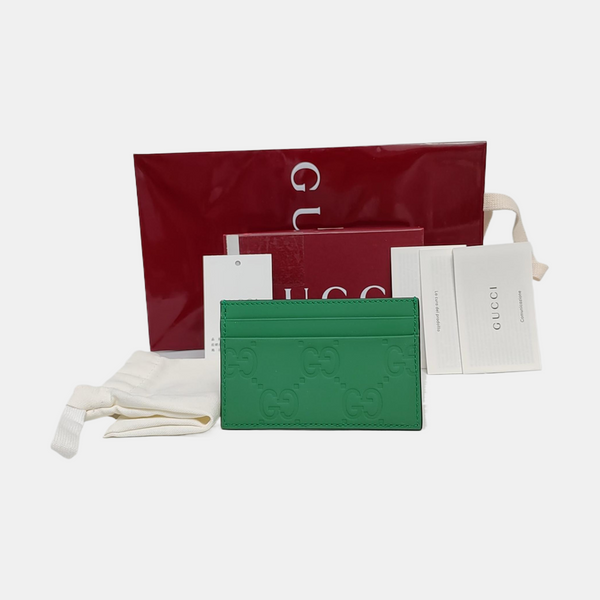 Signature Monogram Calfskin Green Card Holder