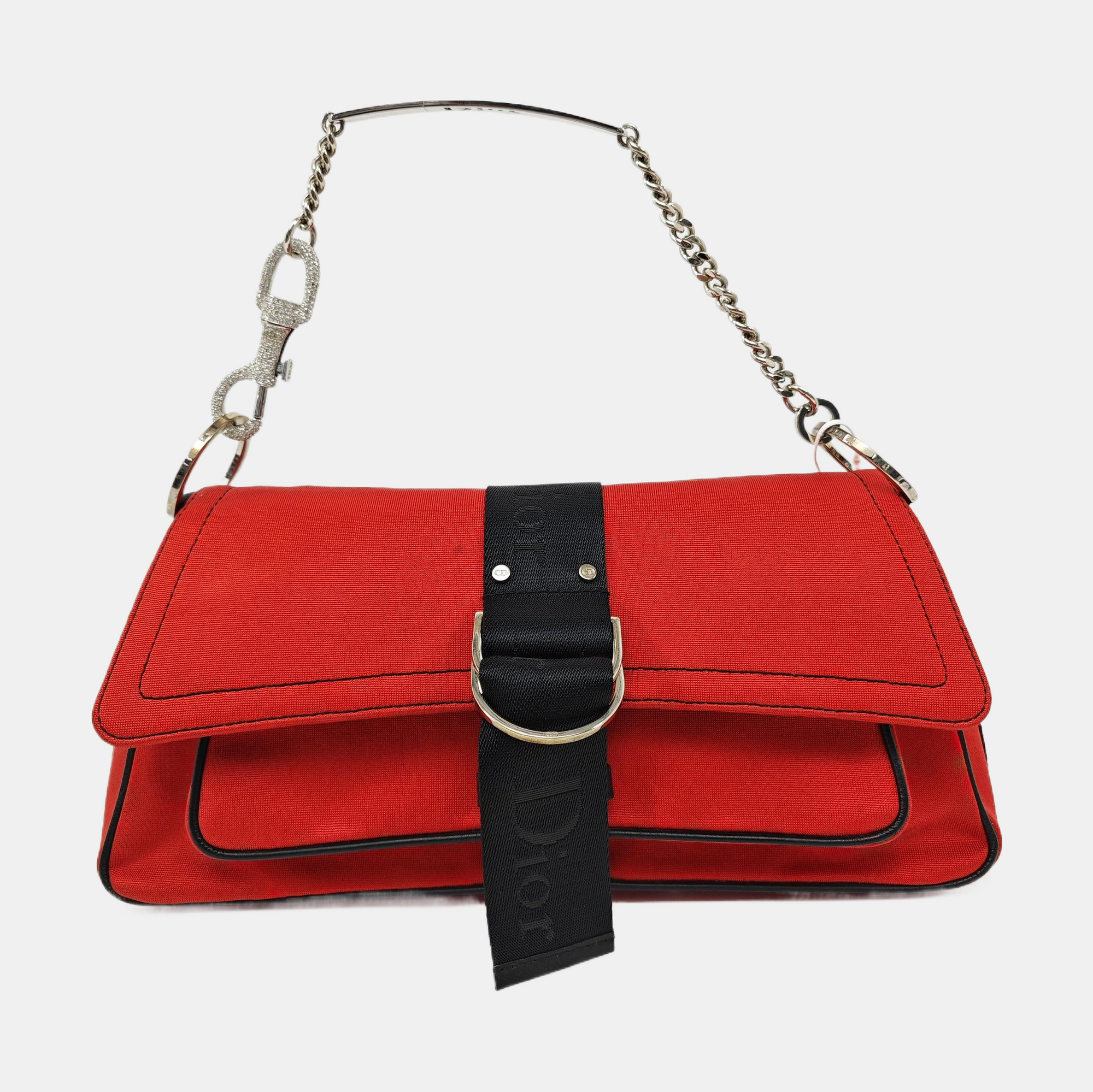 Fabric Top Handle Bag Red
