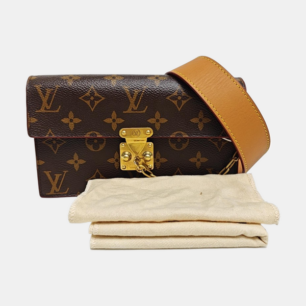 S LOCK Monogram Coated Canvas Brown