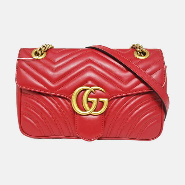 GG Marmont Medium Quilted Calfskin Red
