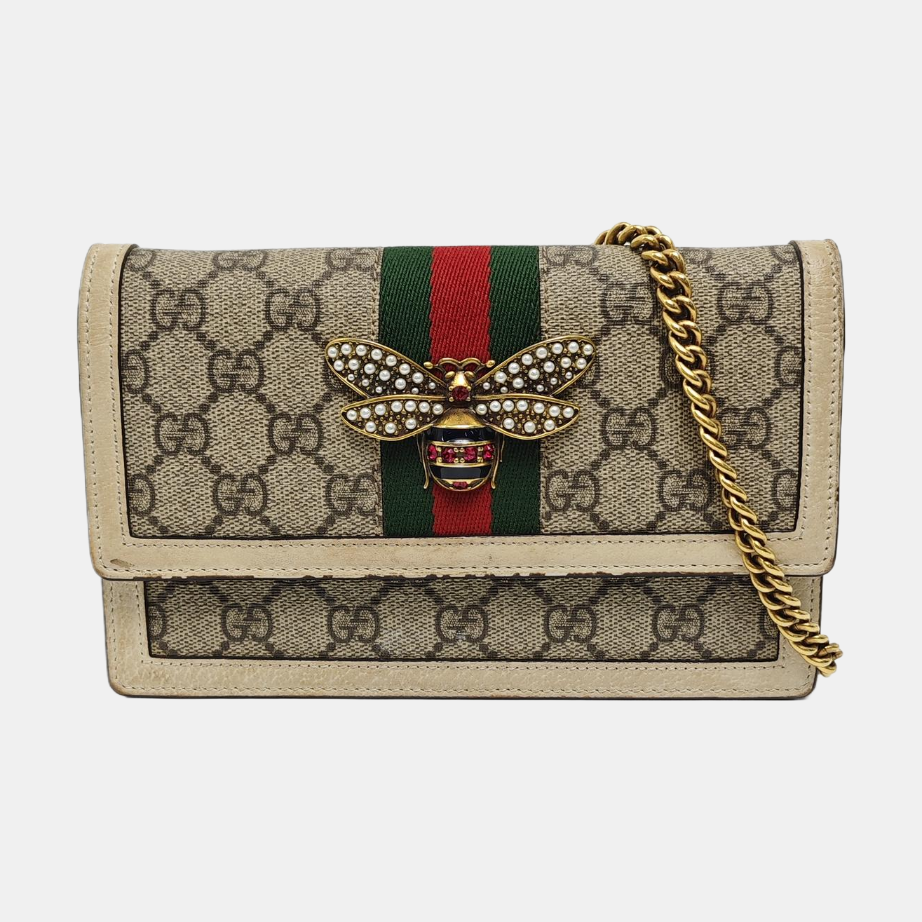 Queen Margaret Mini Monogram Coated Canvas Beige