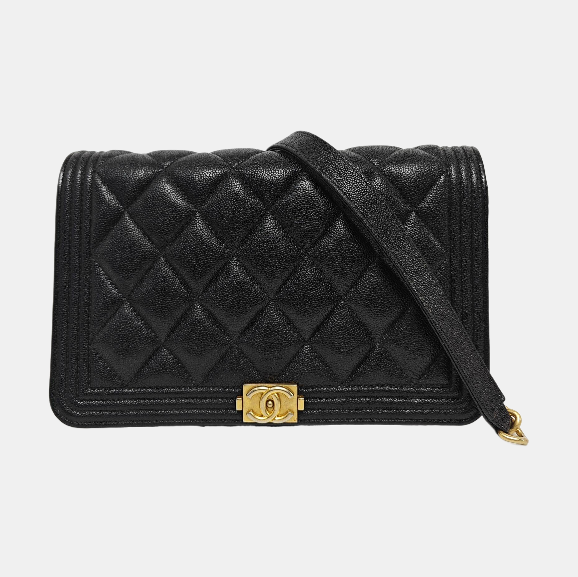 BOY CHANEL Mini Quilted Grained Calfskin Black