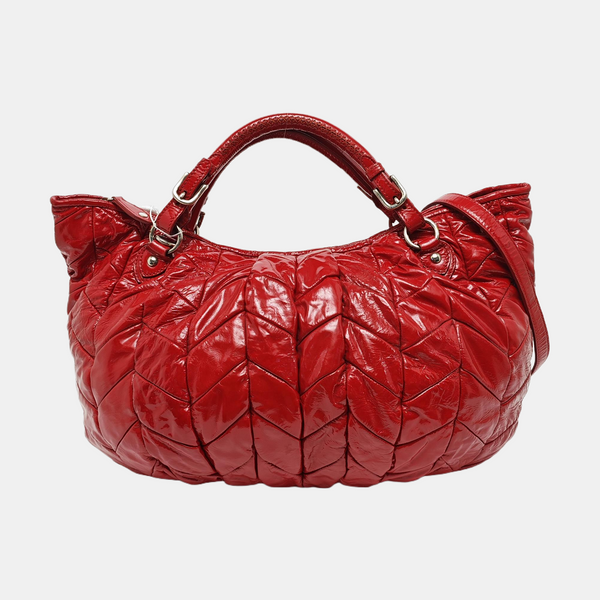 Quilted Patent Leather Shoulder Bag Red