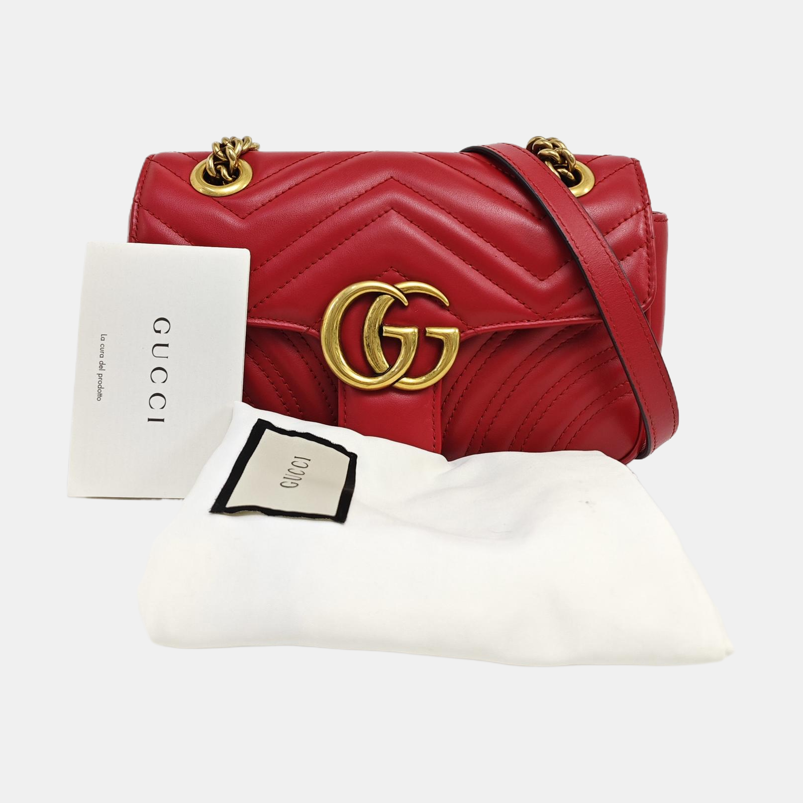 GG Marmont Small Quilted Calfskin Red