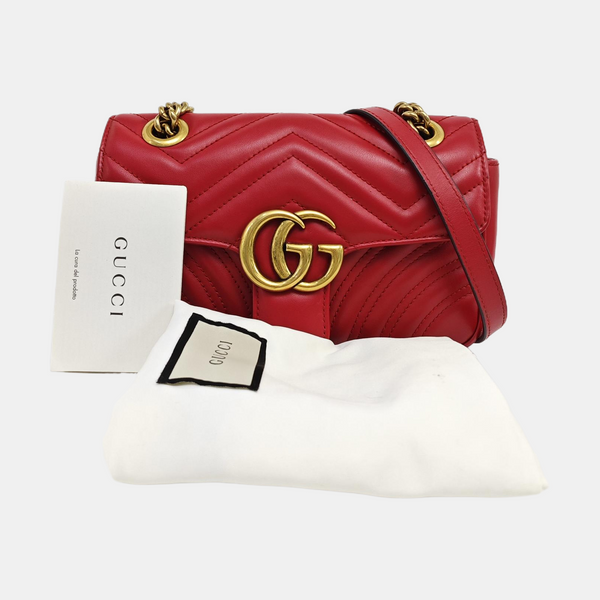 GG Marmont Small Quilted Calfskin Red