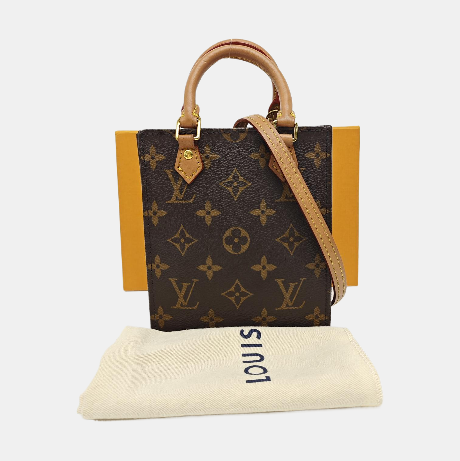 SAC PLAT Mini Monogram Coated Canvas Brown