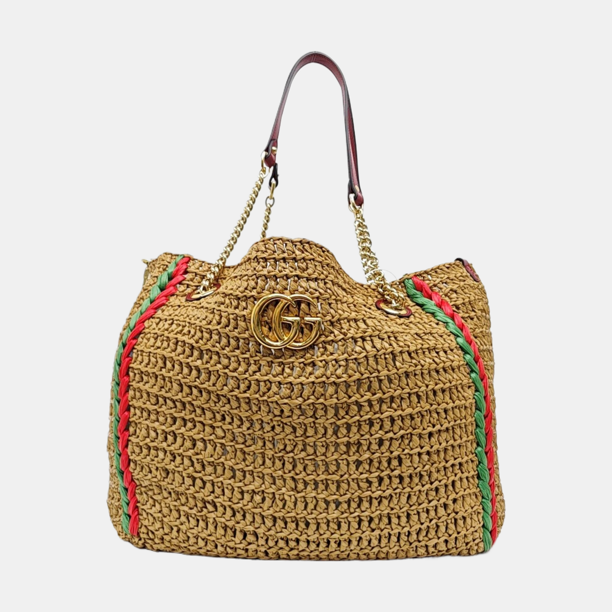 Straw Shoulder Bag Brown