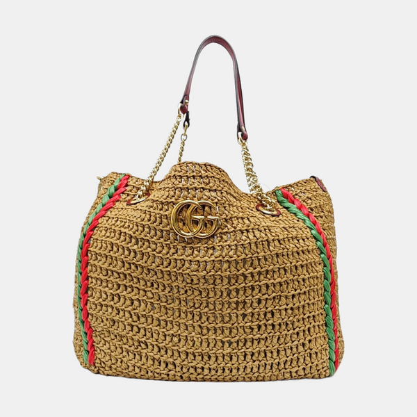 Straw Shoulder Bag Brown