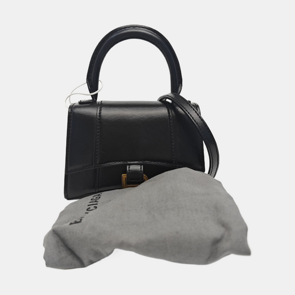 Minibolso de piel de becerro Hourglass negro