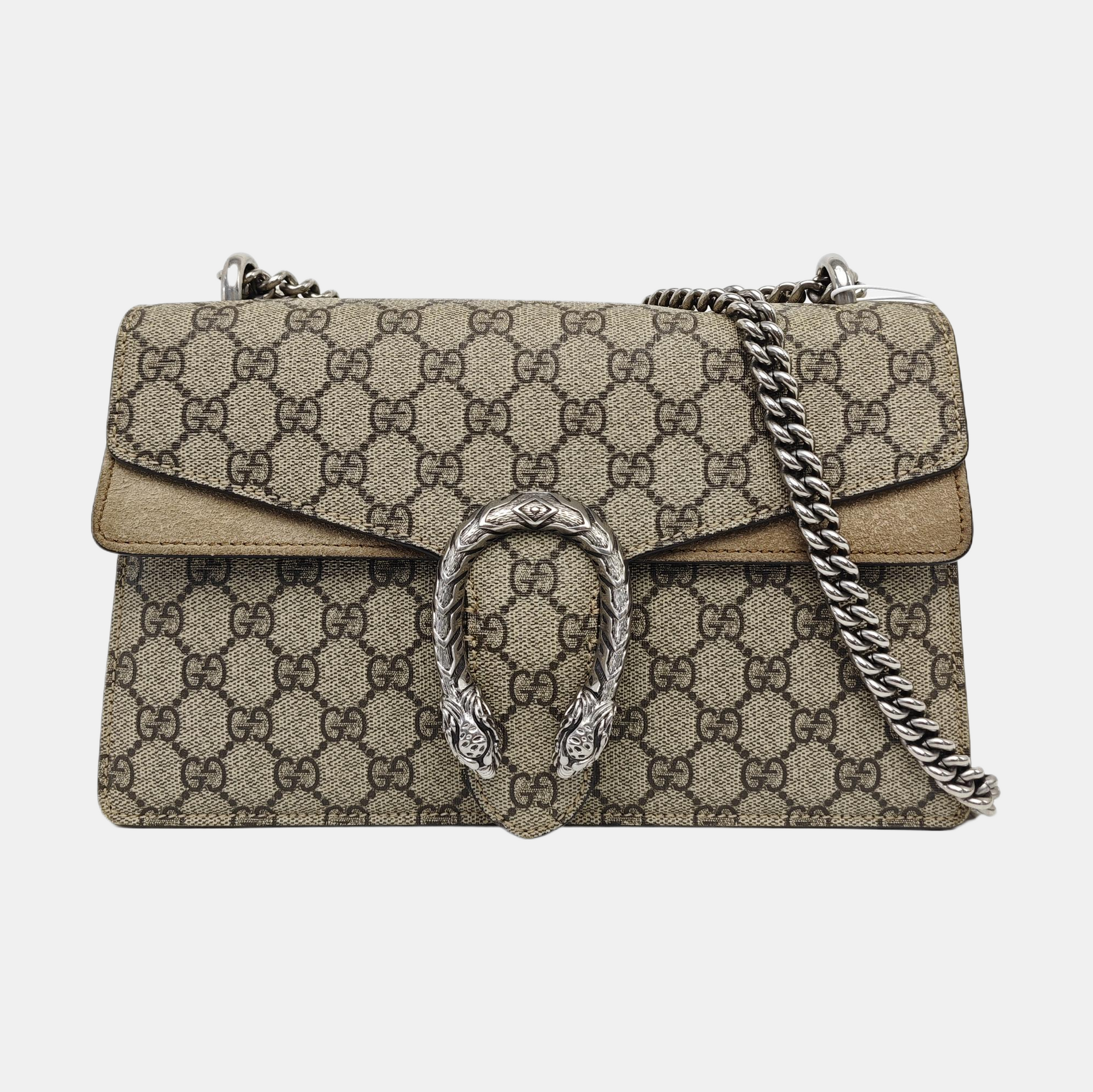 Dionysus Small Monogram Coated Canvas Beige