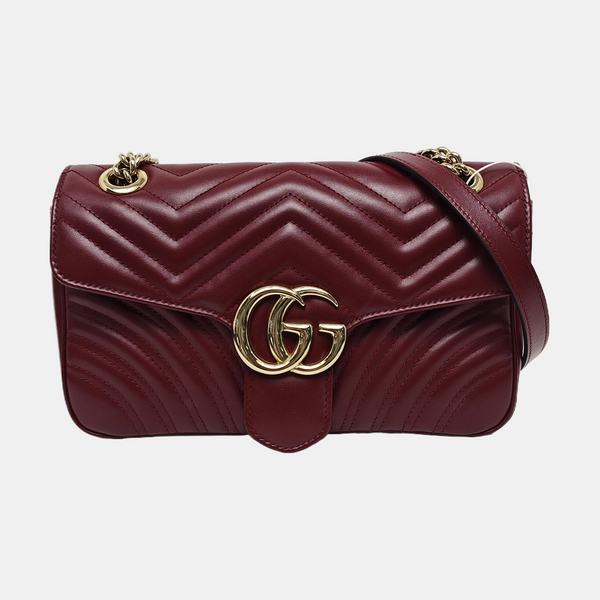 GG Marmont Medium Quilted Lambskin Red