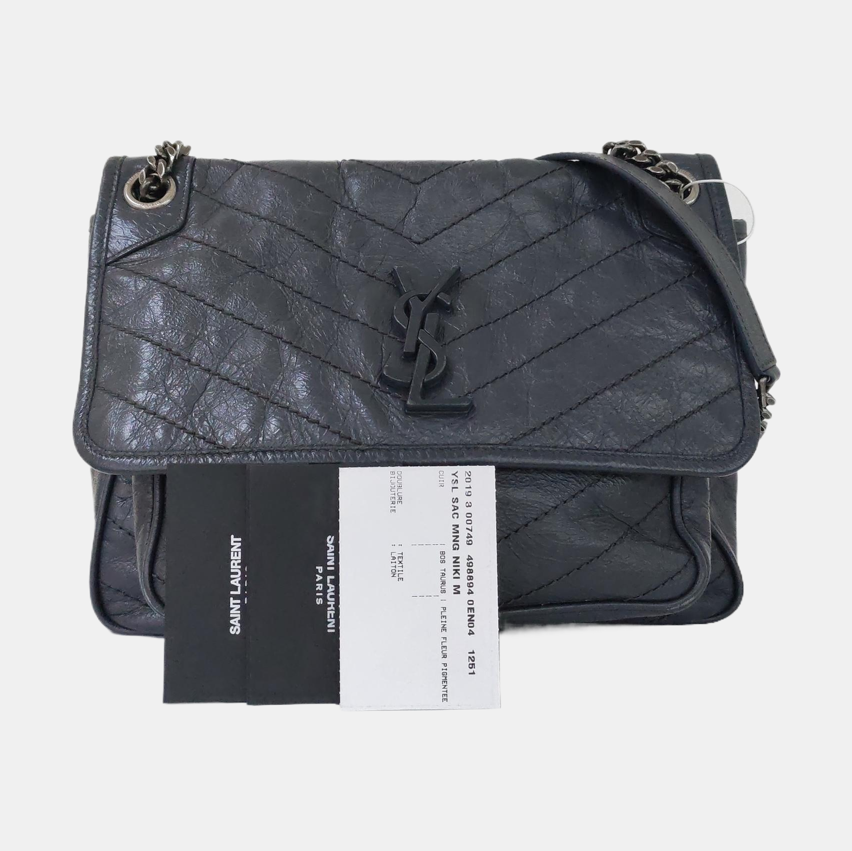 NIKI Medium Chevron Calfskin Gray