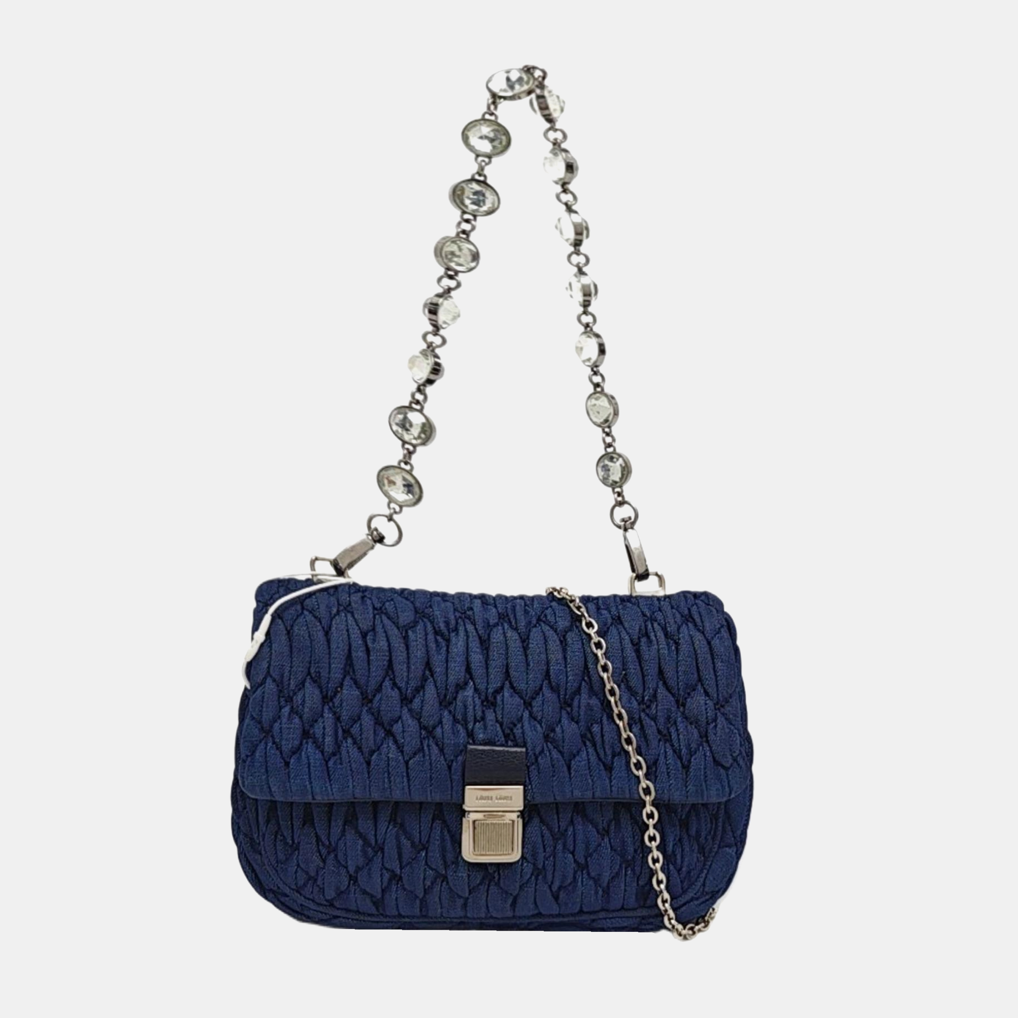 Quilted Fabric Shoulder Bag Blue