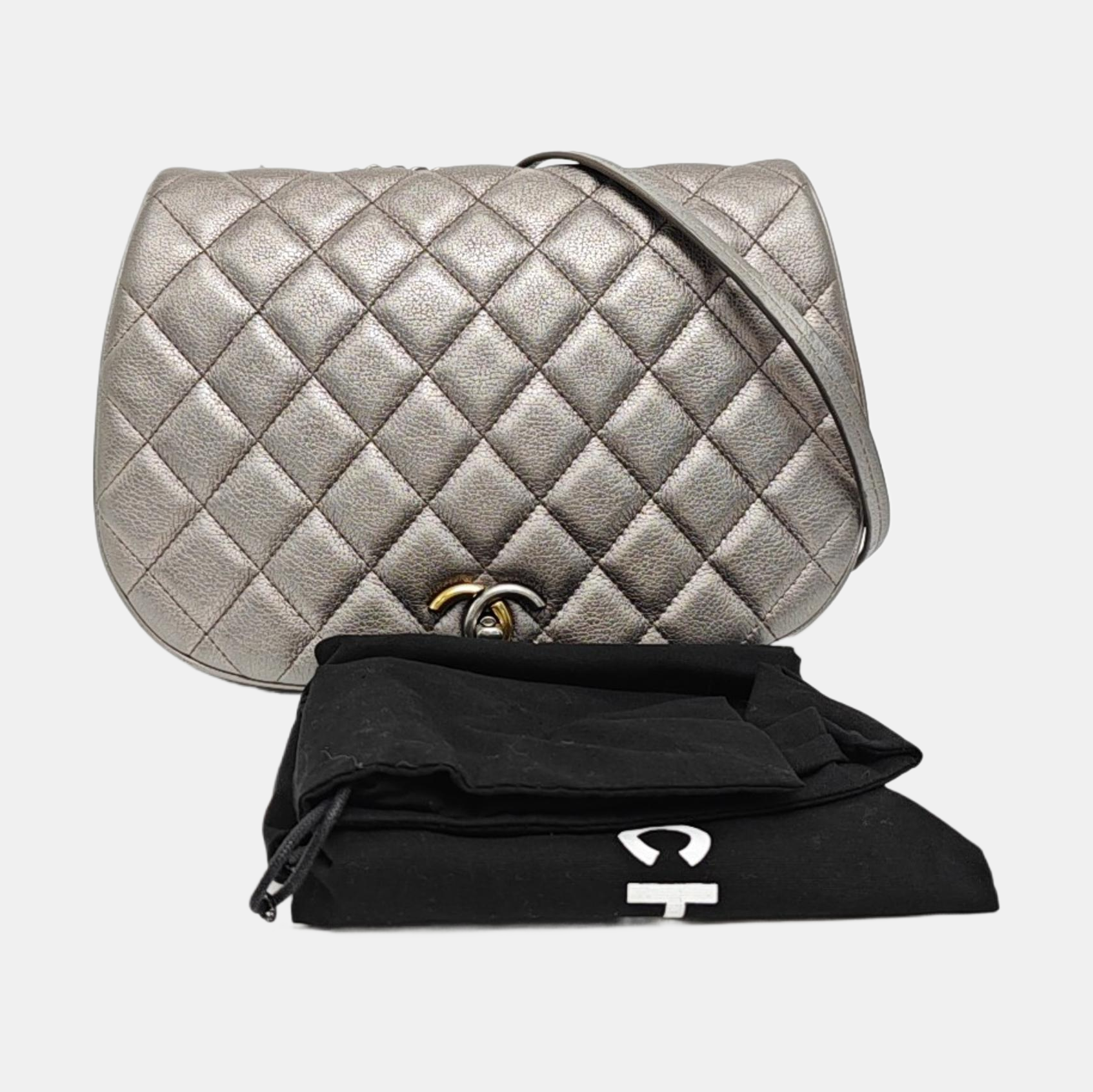 Quilted Grained Calfskin Silver