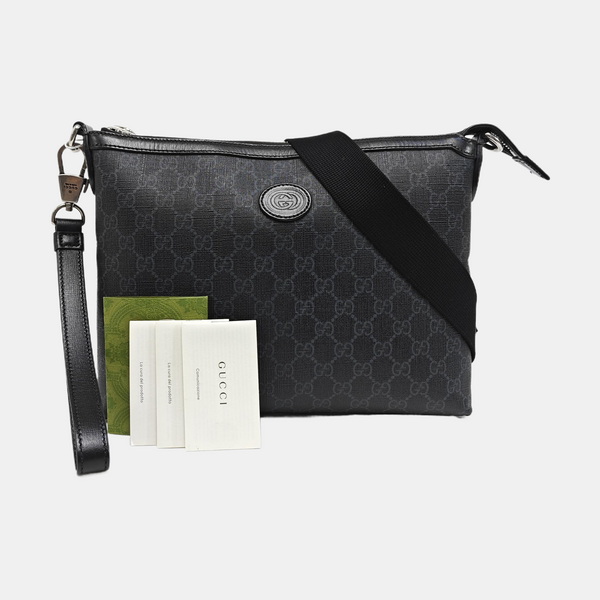 Monogram Coated Canvas Shoulder Bag Black