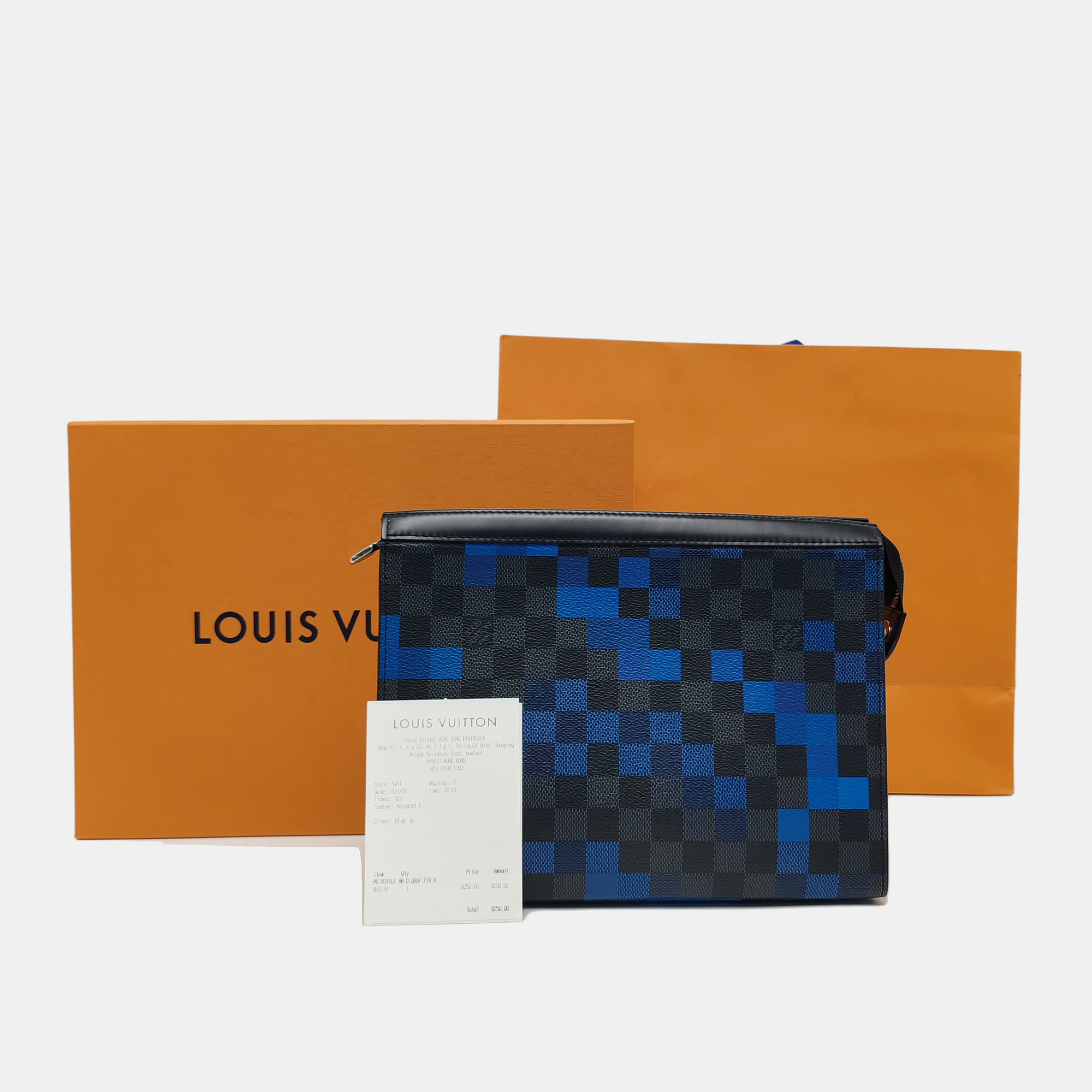 Pochette Voyag MM Damier Coated Canvas Blue