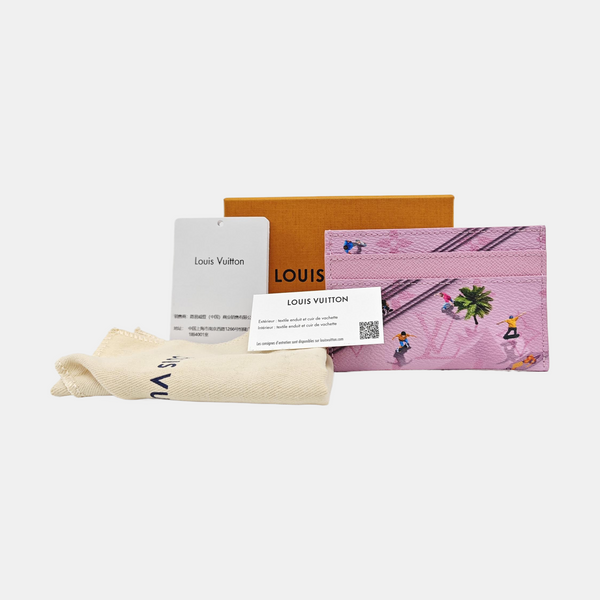 DOUBLE Monogram Coated Canvas Pink Card Holder
