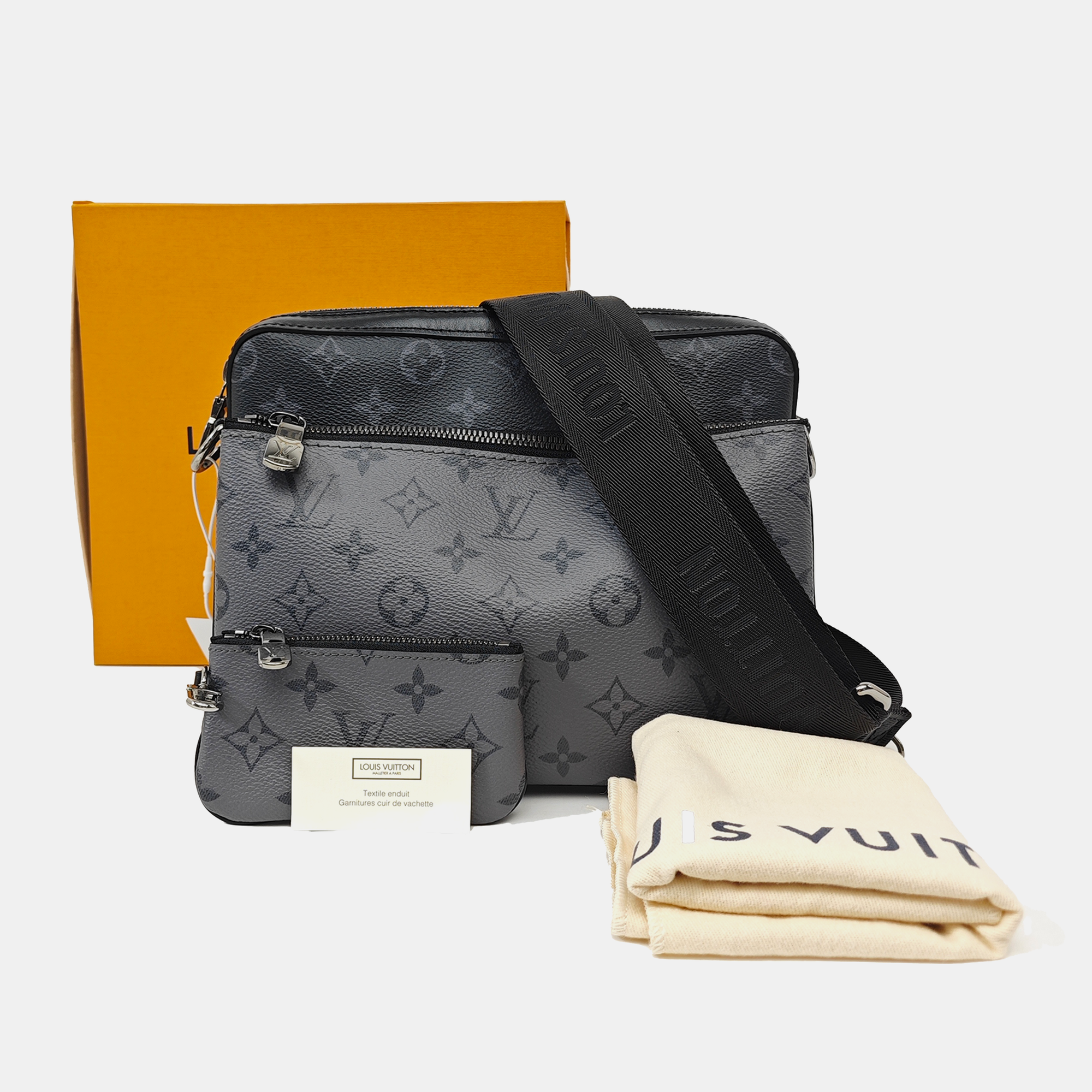 TRIO Monogram Coated Canvas Gray