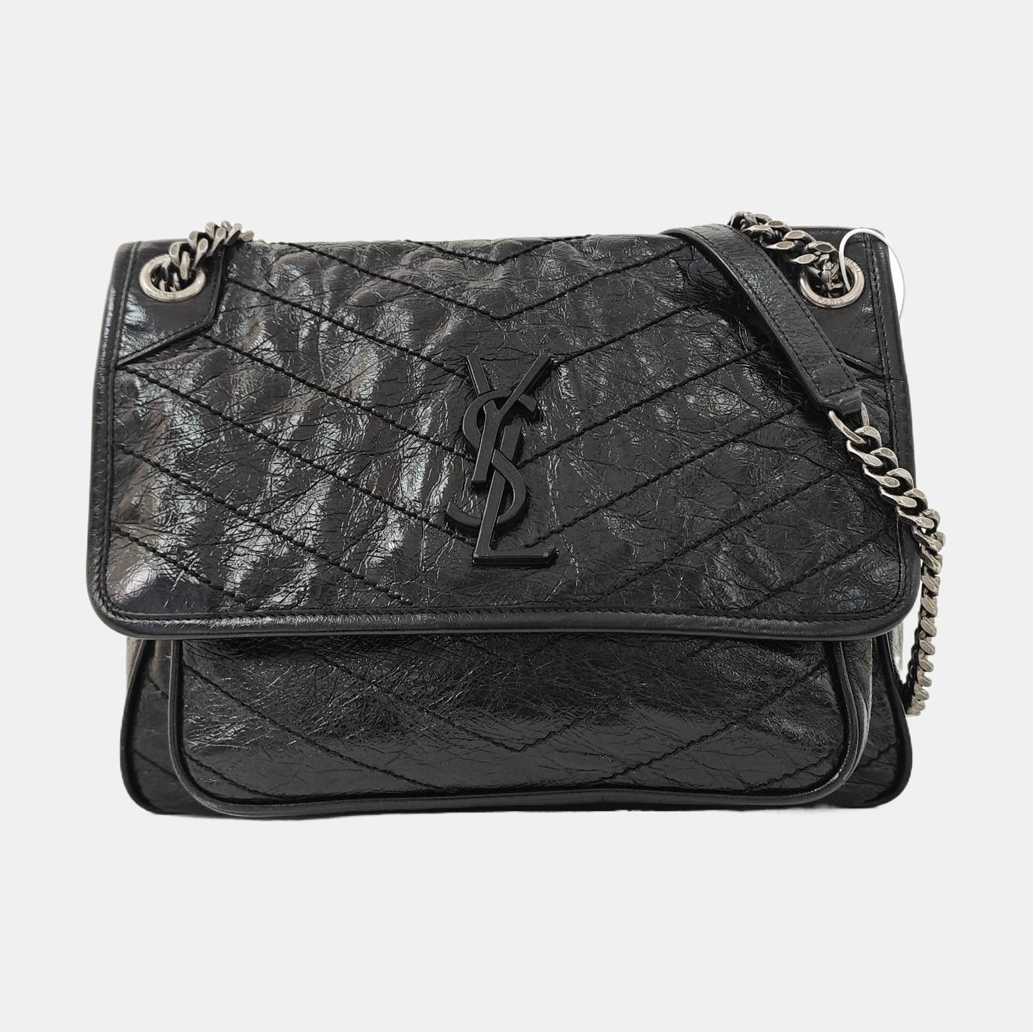 NIKI Medium Chevron Calfskin Black