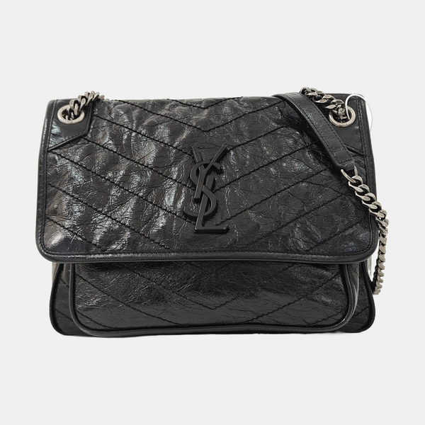 NIKI Medium Chevron Calfskin Black