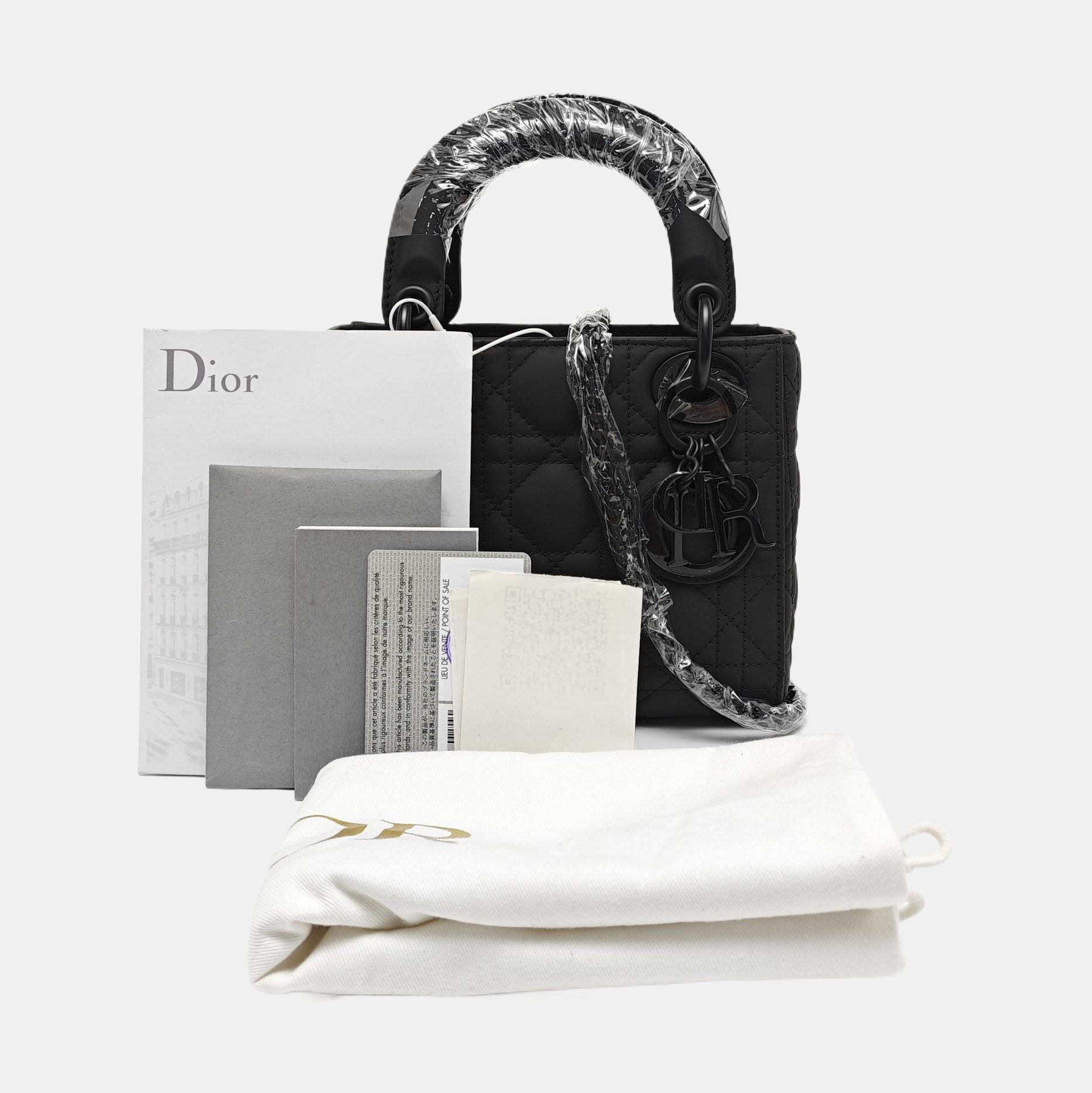 Lady Dior Mini Cannage Lambskin Black