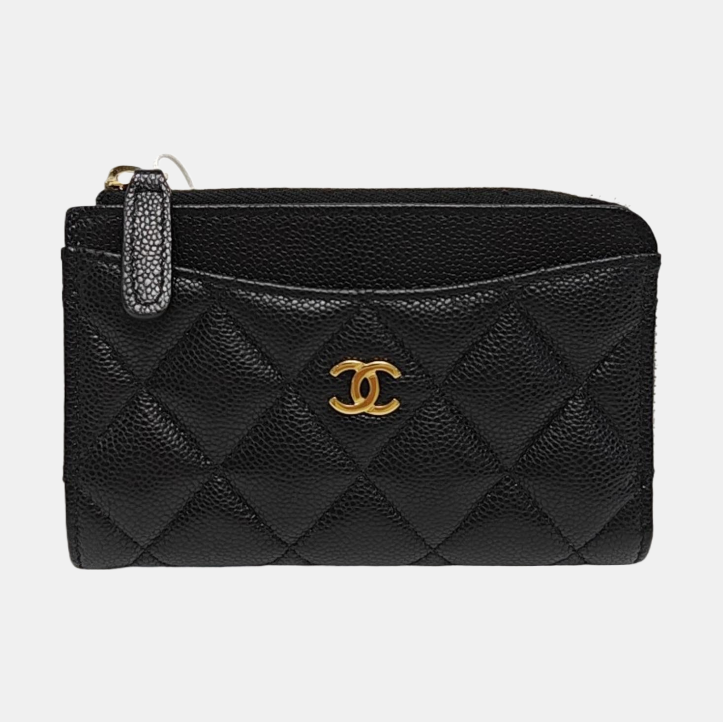 Quilted Grained Calfskin Wallet Black