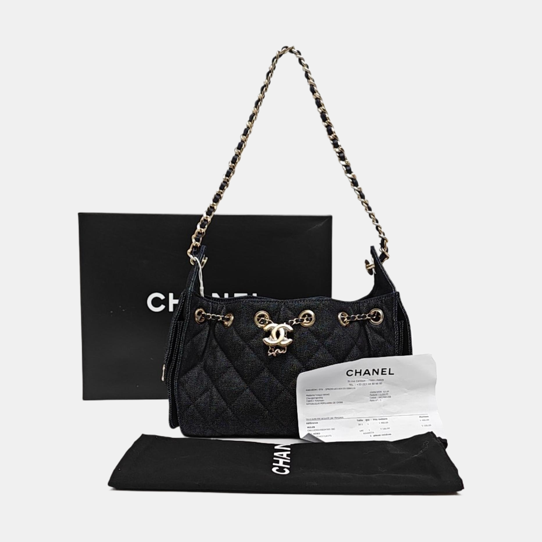 CHANEL 25 Quilted Denim Blue