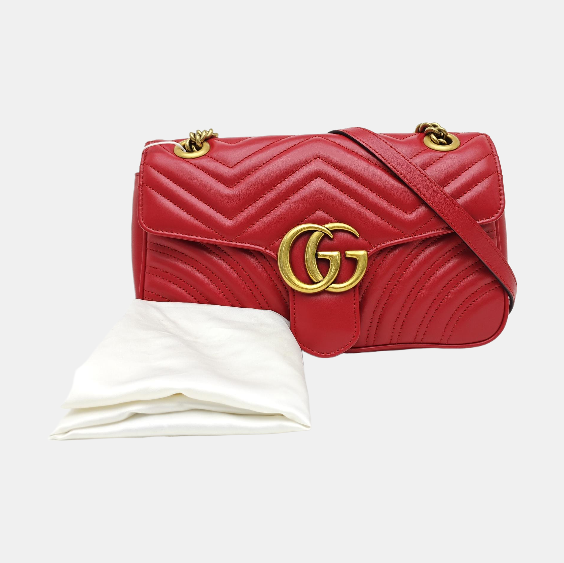 GG Marmont Medium Quilted Calfskin Red
