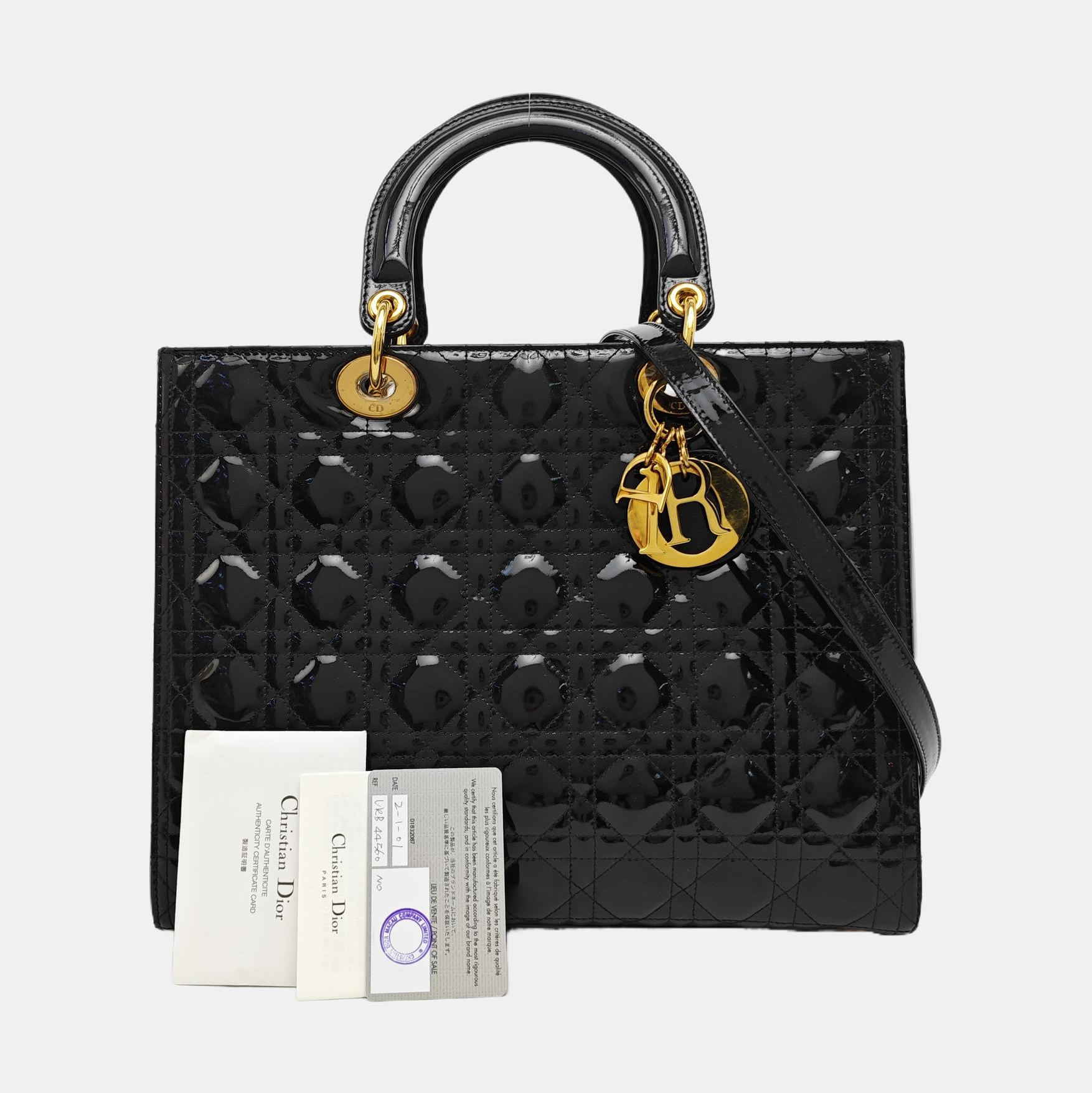 Lady Dior Large Patent Leather Black