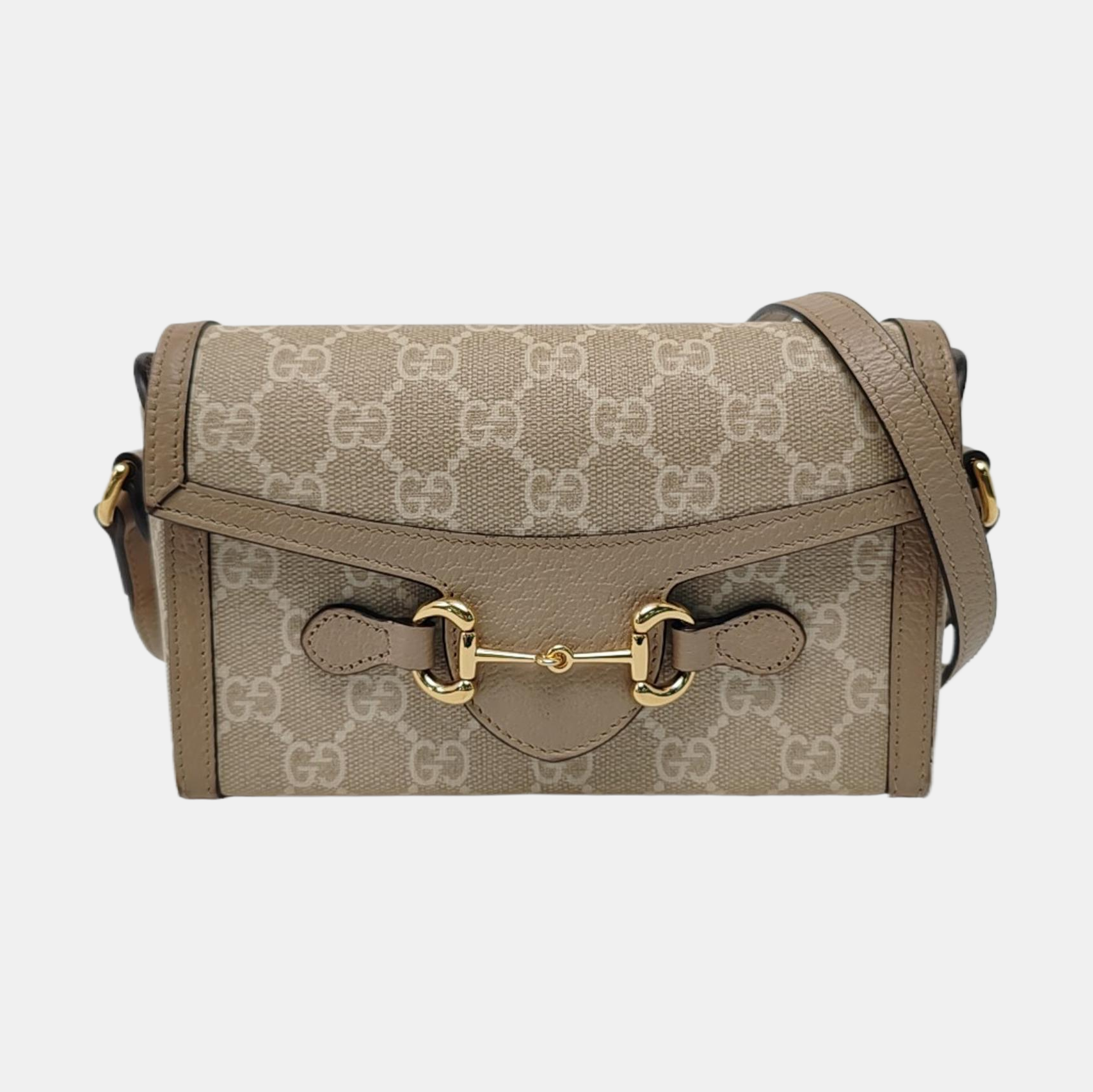 Horsebit 1955 Mini Monogram Coated Canvas Beige
