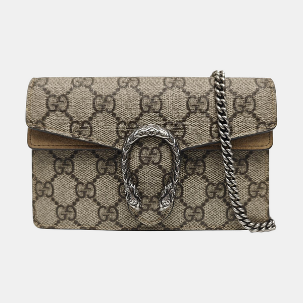 Dionysus Super Mini Monogram Coated Canvas Beige