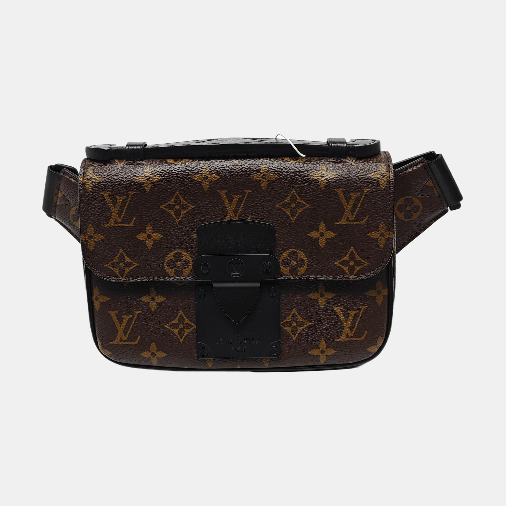 S LOCK Monogram Coated Canvas Brown