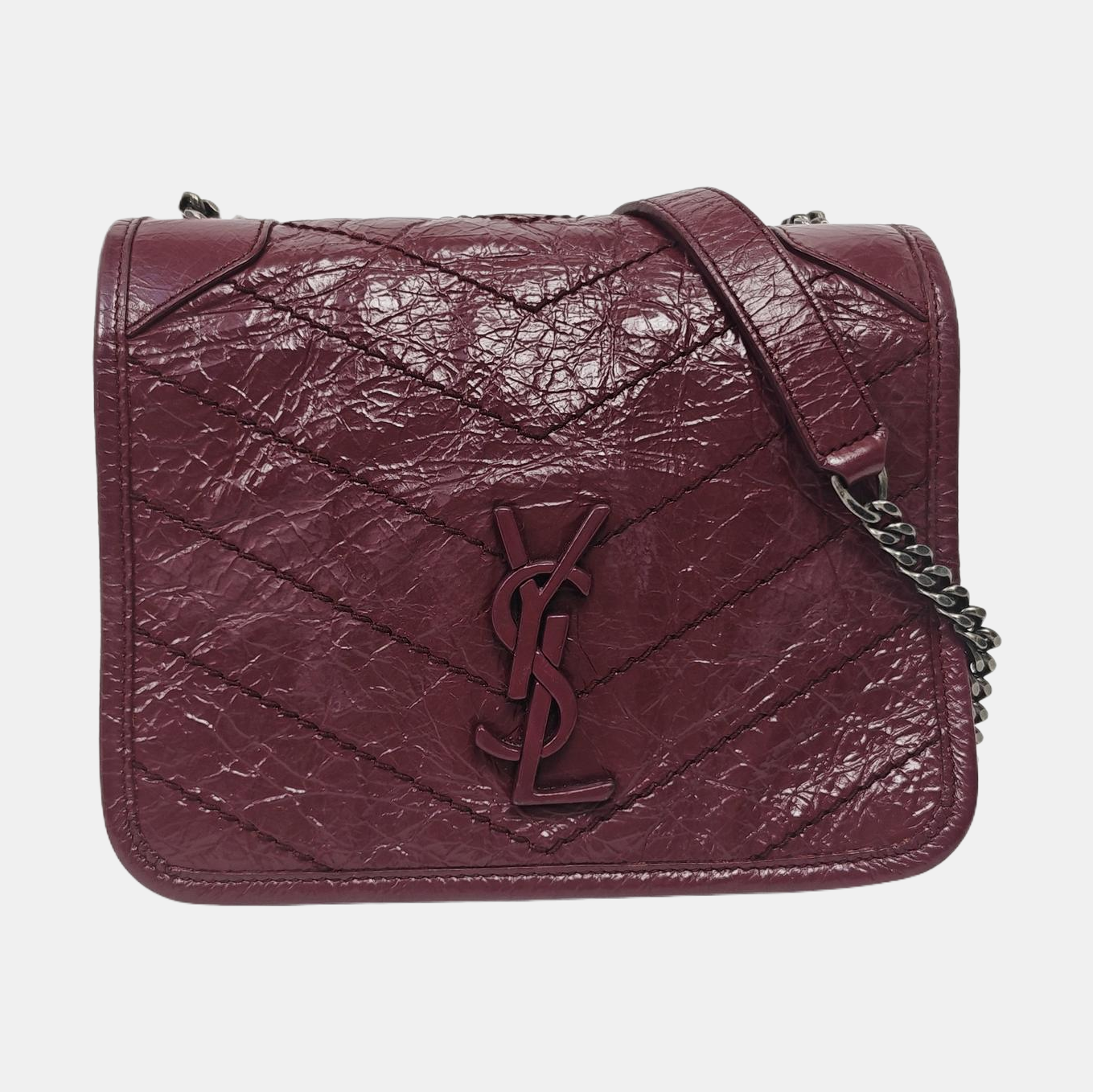 Authenticated pre-owned  NIKI Mini Quilted Calfskin Burgundy - Shoulder Bag at Looply