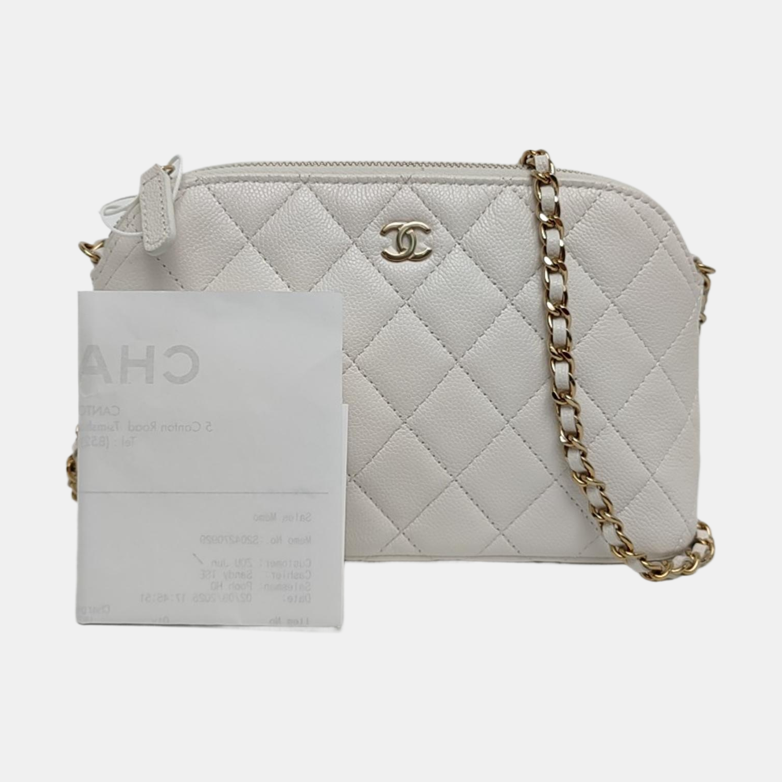 Quilted Grained Calfskin White