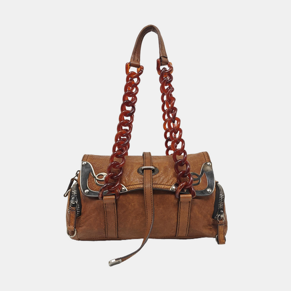 Lambskin Shoulder Bag Brown