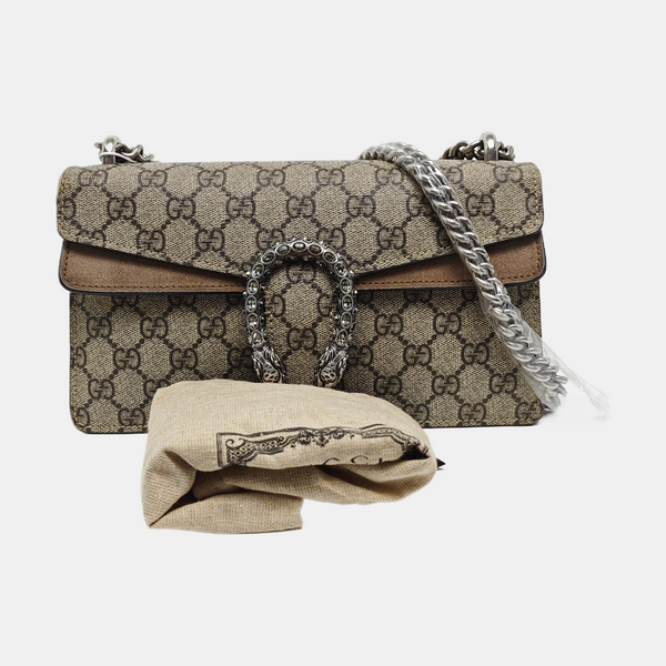 Dionysus Small Monogram Coated Canvas Beige