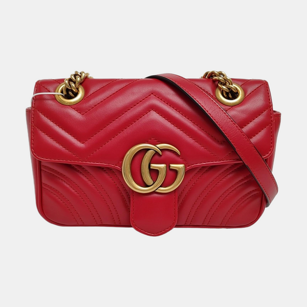 GG Marmont Small Quilted Calfskin Red