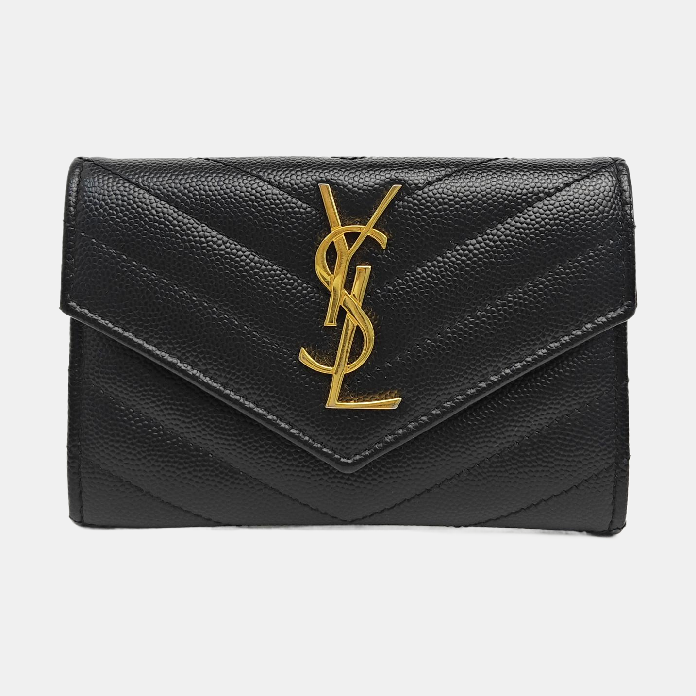 MONOGRAM Chevron Calfskin Black Card Holder