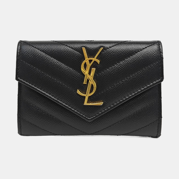 MONOGRAM Chevron Calfskin Black Card Holder