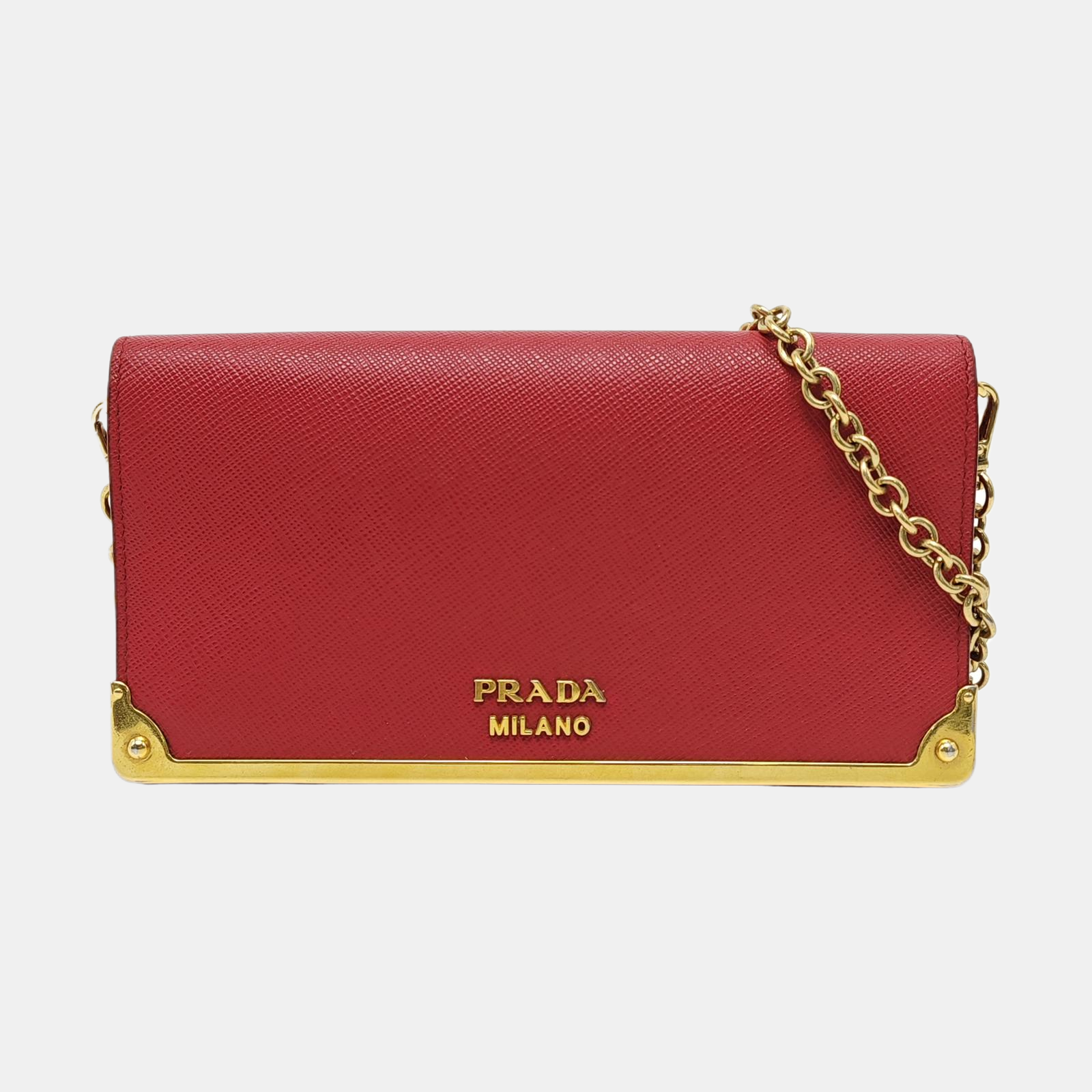 Saffiano Calfskin Shoulder Bag Red
