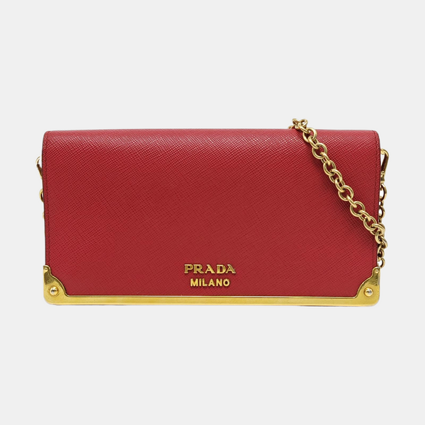 Saffiano Calfskin Shoulder Bag Red