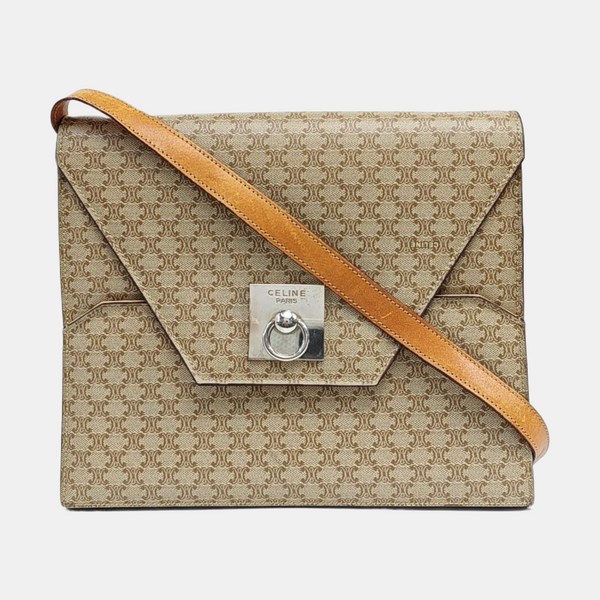Coated Canvas Shoulder Bag Beige