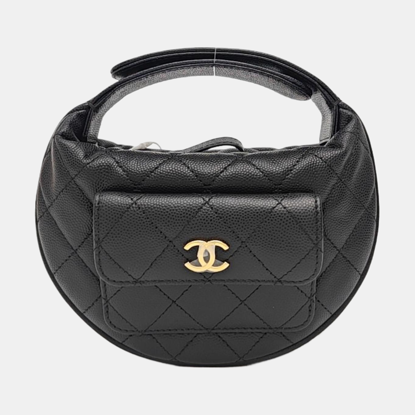 Quilted Grained Calfskin Top Handle Bag Mini Black